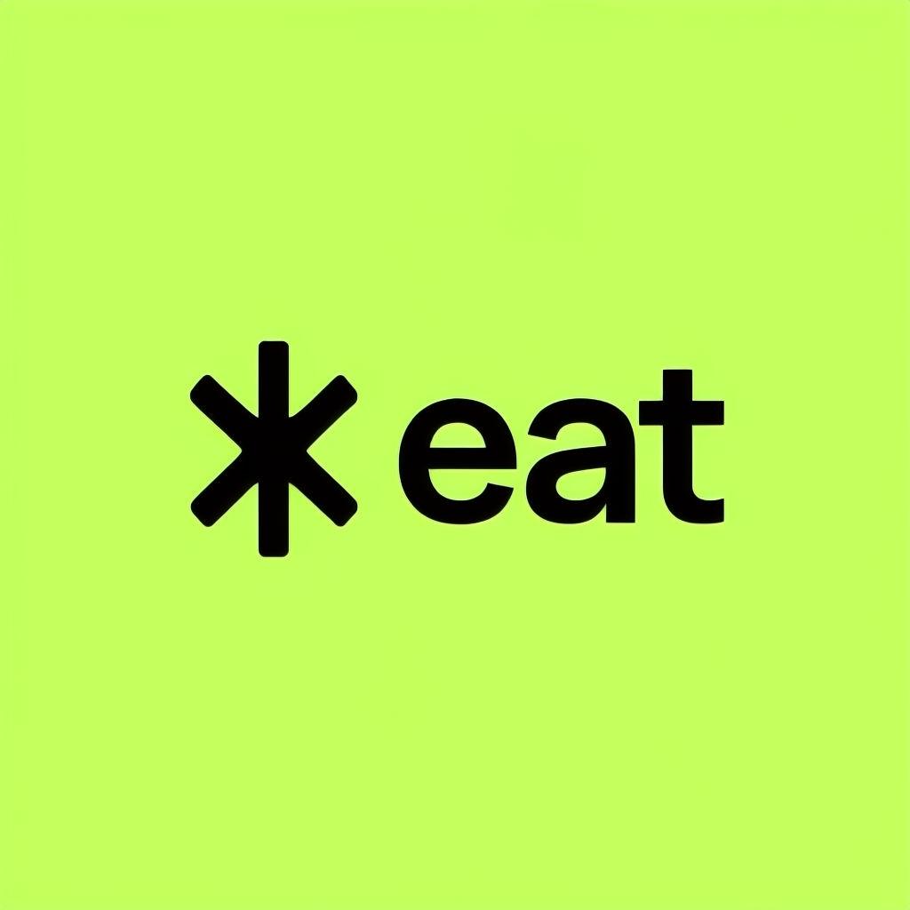 Чёрный знак eat на ярком зелёном фоне